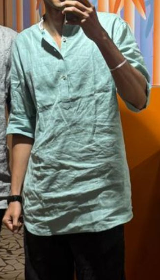 Seafoam Aqua Pure Linen Kurta